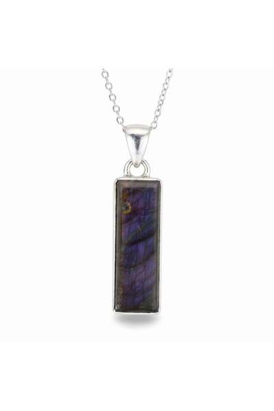 craftmystic 925 silver necklace with rectangular violet labradorite - clarity...
