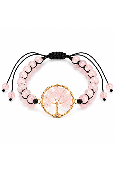 craftmystic Bratara cu Cuart Roz si Arborele Vietii - Iubire, Armonie si Echi...