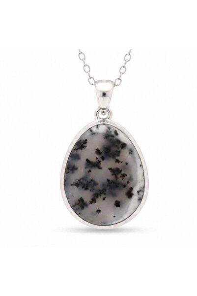 craftmystic 925 silver necklace with dendritic opal teardrop – balance and de...