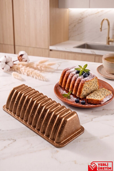 GUGGA Liva - Döküm Granit Kaplama Dilimli Baton Kek Kalıbı Bronz 32 cm