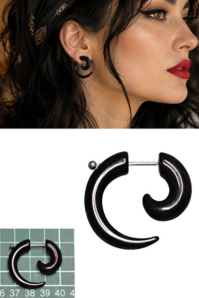 Cadının Dükkanı Siyah Spiral Tünel Görünümlü Model - Kulak Lobe Piercing -