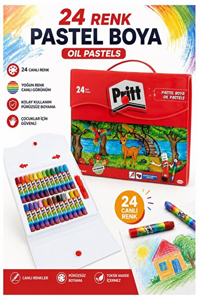 Artlantis Pastel Boya 24 Renk 1 Paket Pritt Pastel Boya 24 lü Çantalı Parlak ...