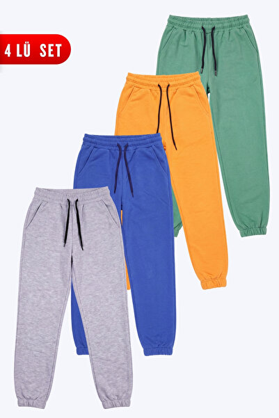 FYK KİDS 4-Pack Boys' Double Pocket Elastic Cuffed Straight Jogger Sweatpants