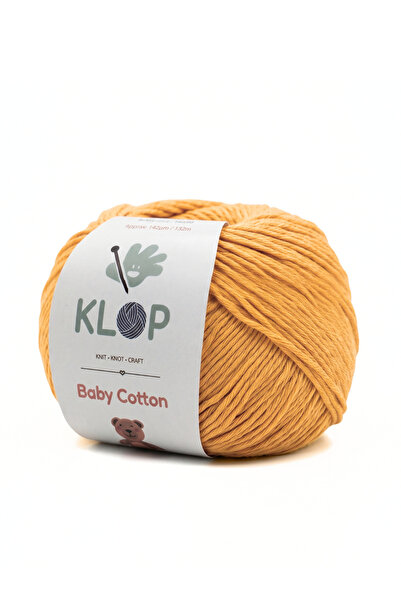 KLOP Amigurumi Oyuncak ve Panç İpi Pamuklu Baby Soft Cotton 50 gr 130 mt Hardal