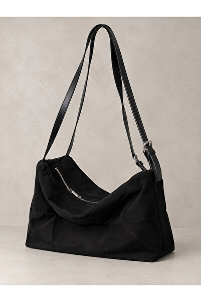 Luminos Butik Women's Black Leather Look Drawstring Large Shoulder Bag Cnt519