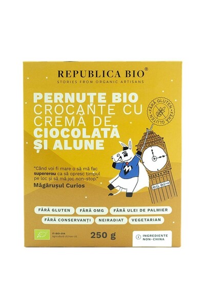 Republica BIO Batonule crocante cu cremă de ciocolată și alune de pădure, bio...
