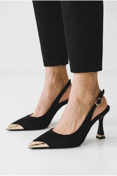 besoin shoes store Gold Metal Accessory Detailed Heeled Shoes Stiletto