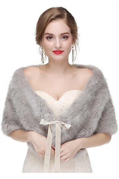 GENERAL Faux Fur Shawl Wrap Stole Shrug Winter Bridal Wedding Cover Up