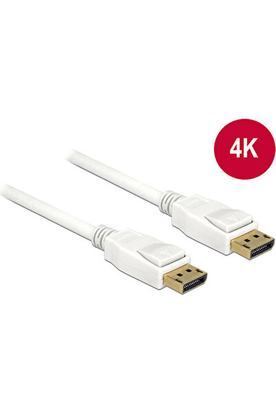 DELOCK Καλώδιο DisplayPort αρσενικό - DisplayPort αρσενικό 2μ Λευκό (84877)
