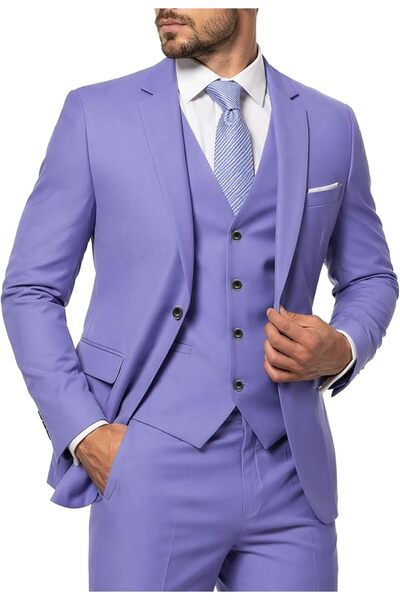 GENERAL MY'S Men's 3 Piece Slim Fit Suit, One Button Jacket Blazer Vest Pants...