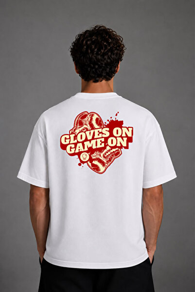 VSRN Tricou oversize alb cu imprimeu pe spate Game On Design