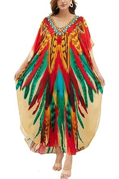 GENERAL Women Roomy Nightgown Long Loungewear Kimono Cardigan Beach Dress Bik...