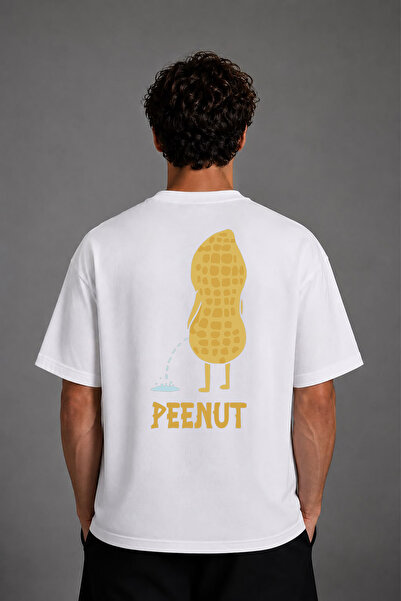 VSRN Tricou oversize alb cu imprimeu pe spate Peanut Design