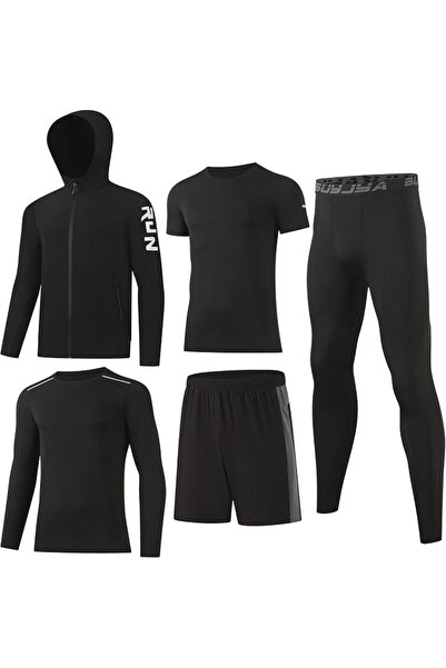 GENERAL BUYJYA 5Pcs Men's Compression Pants Shirt Top Long Sleeve Jacket Athl...