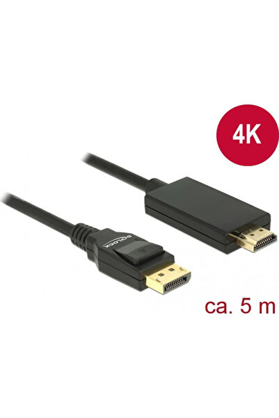 DELOCK Καλώδιο DisplayPort Αρσενικό σε HDMI Αρσενικό 5μ Μαύρο