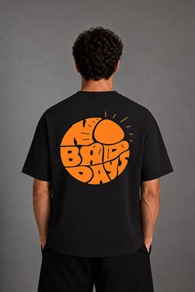 VSRN Tricou oversize negru cu imprimeu pe spate, design No Bad Days