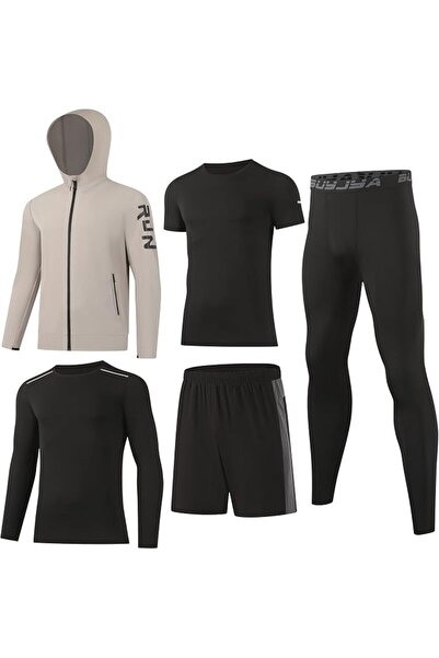 GENERAL BUYJYA 5Pcs Men's Compression Pants Shirt Top Long Sleeve Jacket Athl...