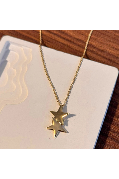 FLORAL İSTANBUL Double Star Gold Necklace