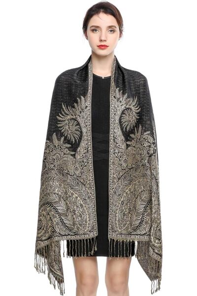 GENERAL Pashmina Scarf for Women Warm Wrap Feel Shawl Paisley Hijab in Rich C...