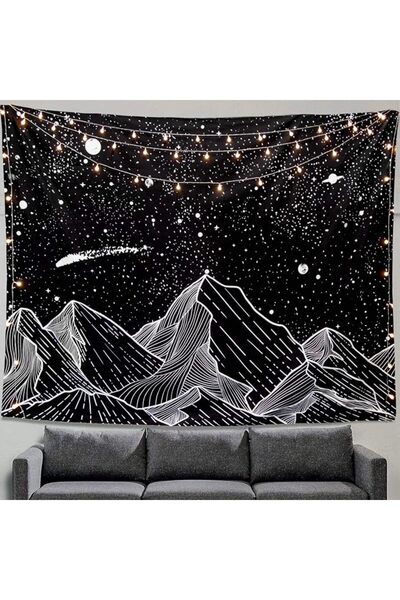 Zussun Black and White Tapestry Starry Night Mountain Tapestries for Bedroom ...