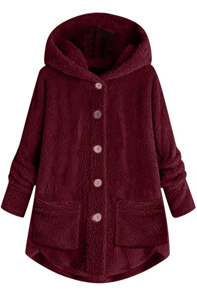 GENERAL Women Hoodies Warmt Coat, Ladies Solid Long Sleeve Button Plus Size P...
