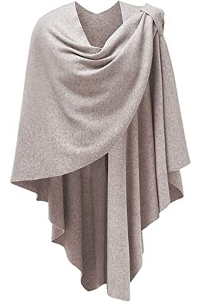Puli Womens Poncho Shawl Wrap Finely Draped Knitted Cape Cardigan Cross Front...