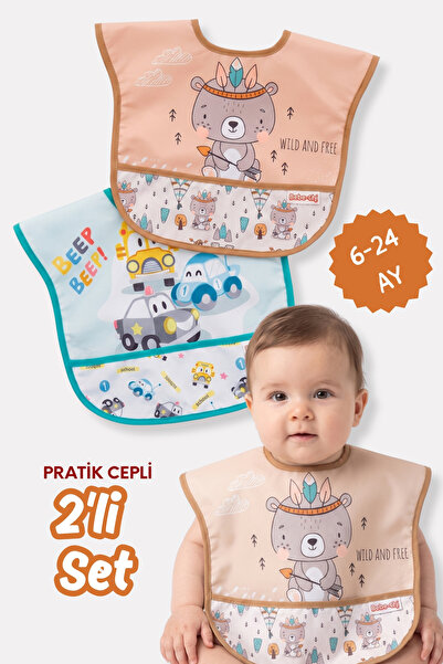 Bebechi 2'Li Kombin Erkek Set (SIVI GEÇİRMEZ) Aktivite ve Cepli Mama Önlüğü 6...