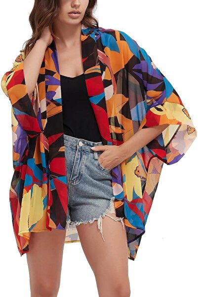 Maxfort Women's Loose Print Sheer Chiffon Kimono Beach Swim Cover up Cardigan...