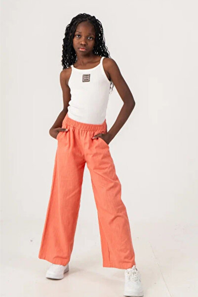 GİYİCEM TEKSTİL Girl's Lino Linen Waist City Style Jeans Trousers 2584