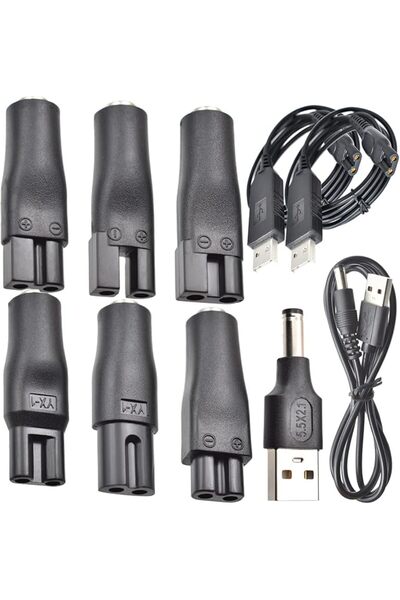BOEEA مجموعة من 7 كابلات طاقة وشاحن USB 5 فولت لمجموعة متنوعة من ماكينات قص ا...
