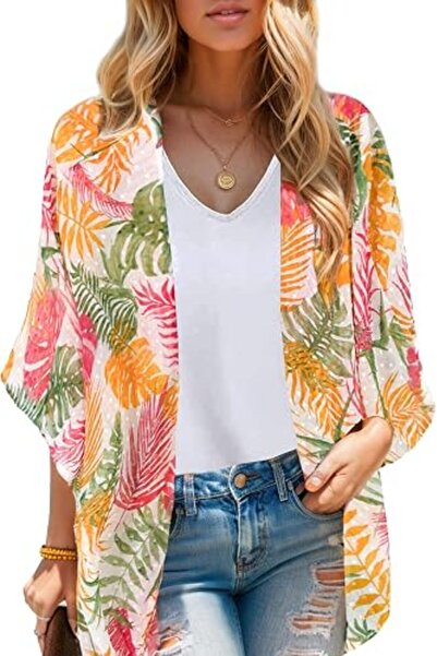 Moss Rose Women's Beach Kimono Coverup Sheer Chiffon Cover Ups, Casual Loose ...