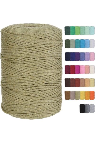 GENERAL Macrame Cord 3mm x 328yards Natural Macrame Cotton Rope Colored Macra...