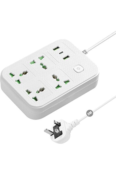 NECOMIC Necomi Power Strips Extension Lead Outlets with 4 (3.1A) USB Hub, 6 G...