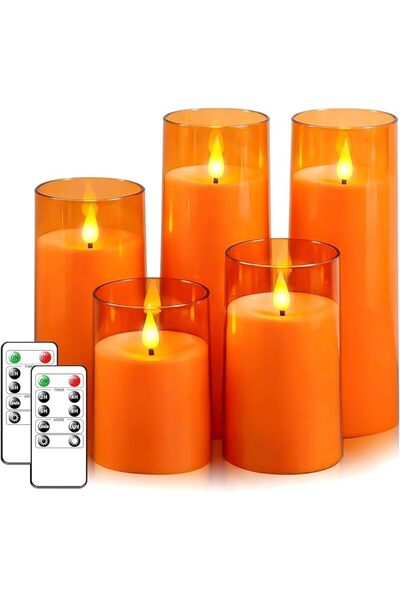 GENERAL Fo32won Grey LED Flameless Pillar Candles Battery Operated with Remot...