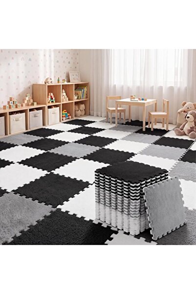 Amylove 18 Pcs Plush Foam Floor Mat Square Interlocking Carpet Tiles with Bor...