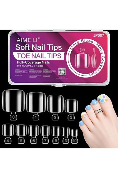 AIMEILI أطراف أظافر جل ناعمة بتغطية كاملة، 550 قطعة أطراف أظافر جل شفافة صناع...