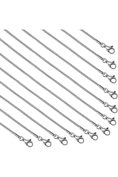 GENERAL 10 Pack Stainless Steel Necklace Chain, Dainty Gold Plated Box Chain ...
