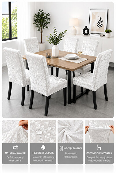 delfin HomeRoy Huse Catifea pentru Scaune – Set 6 Bucăți