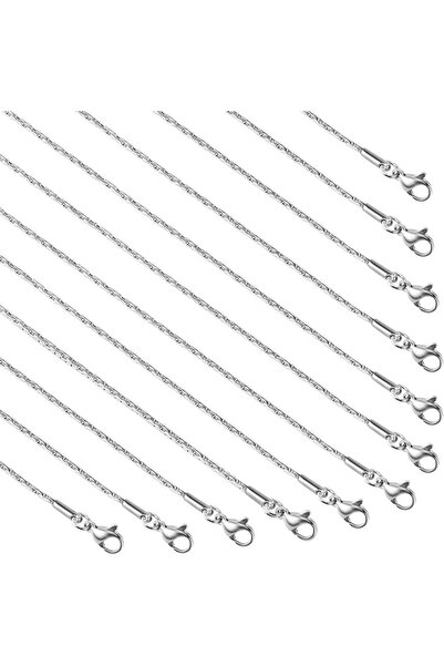 GENERAL 10 Pack Stainless Steel Necklace Chain, Dainty Gold Plated Box Chain ...