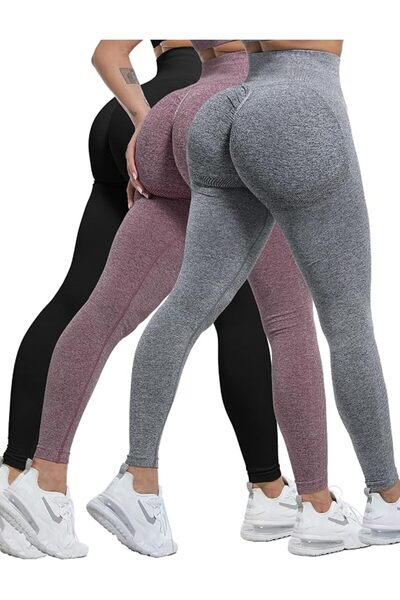 CHRLEISURE Chrisure Women's Gym Leggings Seamless Compression High Waist Tumm...