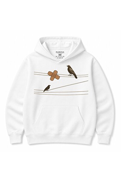 Rabona Fashion Wounded Wires City Birds Printed Hooded Hoodie