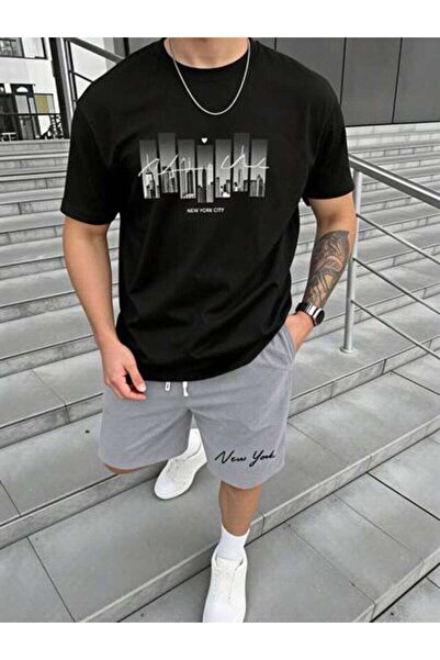 NOURAM Men's Summer Outfits, New York City Skyline Graphic Text Theme T-Shirt...