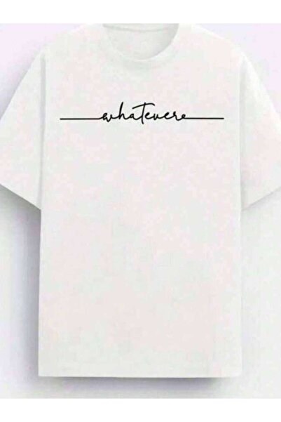 k222 A Funny Summer Print - "Whatever" In Cursive With Lines, Men's Short-Sle...