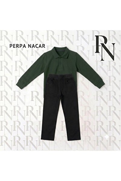 Nacar Okul Formaları Giyim Polo Yaka Uzun Kollu T-Shirt ve Ribanalı Pantolon ...