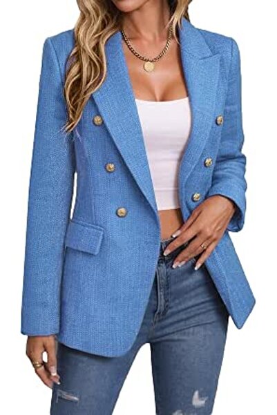 Minar Mina Self 2026 Spring Women's Tweed Plaid Blazer Jacket - Fully Lined F...