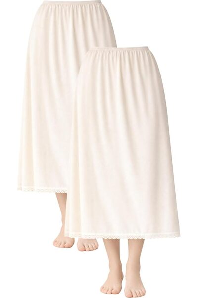 City Rose Fashion 2- Pieces Full Length Soft Inner Skirt Silk with Elasticise...