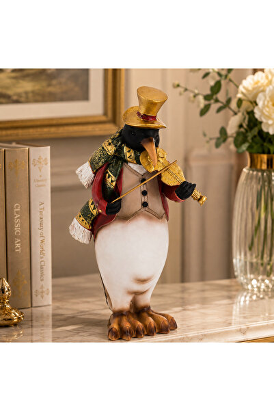 Dania Elegant Violinist Penguin Figurine - Classic Design with Hat and Scarf ...