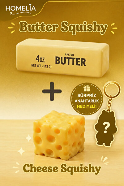 HOMELIA Mis Kokulu Butter Tereyağı & Cheese Peynir Squishy 2'li Paket- sıkıla...