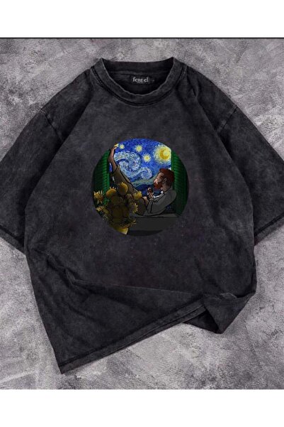 DEEFWEAR Mi̇ngalondon Washable Van Gogh Starry Night Vintage T-Shirt