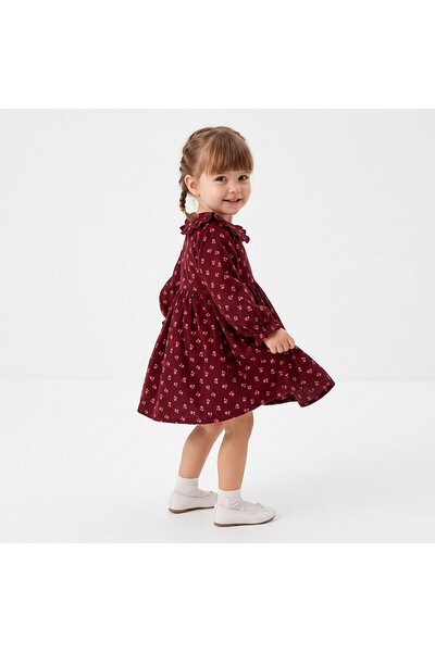 ebebek Hello Baby HelloBaby Kız Bebek Elbise Çiçek Baskılı Bebe Yaka Long Sleeve